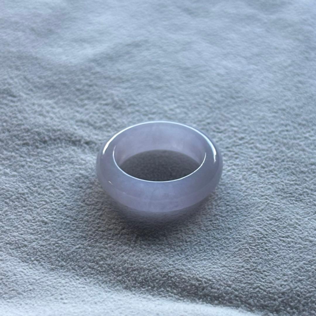 ミャンマー産 天然本翡翠　氷種　ラベンダー色 くり抜きリング　8号