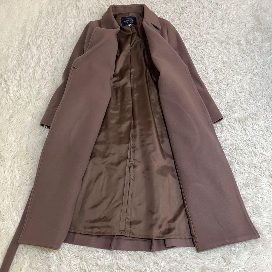 ジャスグリッティー ベルテッドロングコート ピンク アンゴラ ２