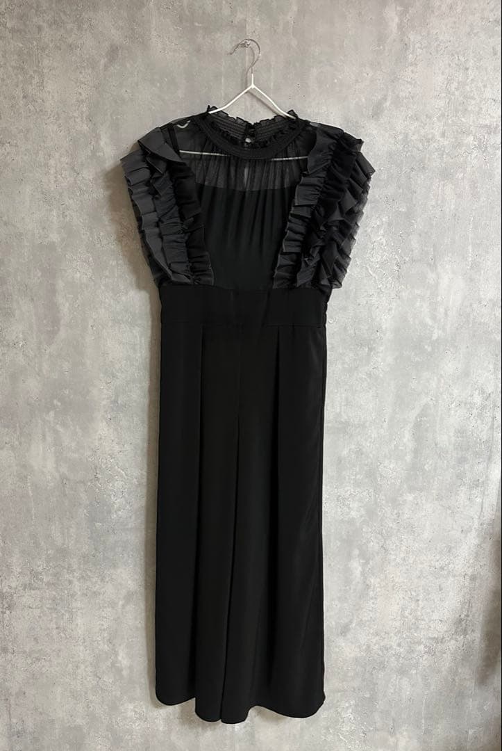 niana フリルハイウエストワイドパンツドレス オールインワン　黒