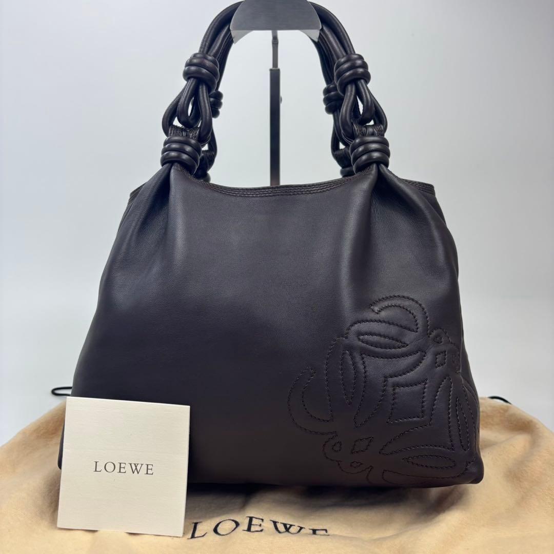 専用LOEWE フラメンコ ハンドバッグ 茶色 レザー アナグラム