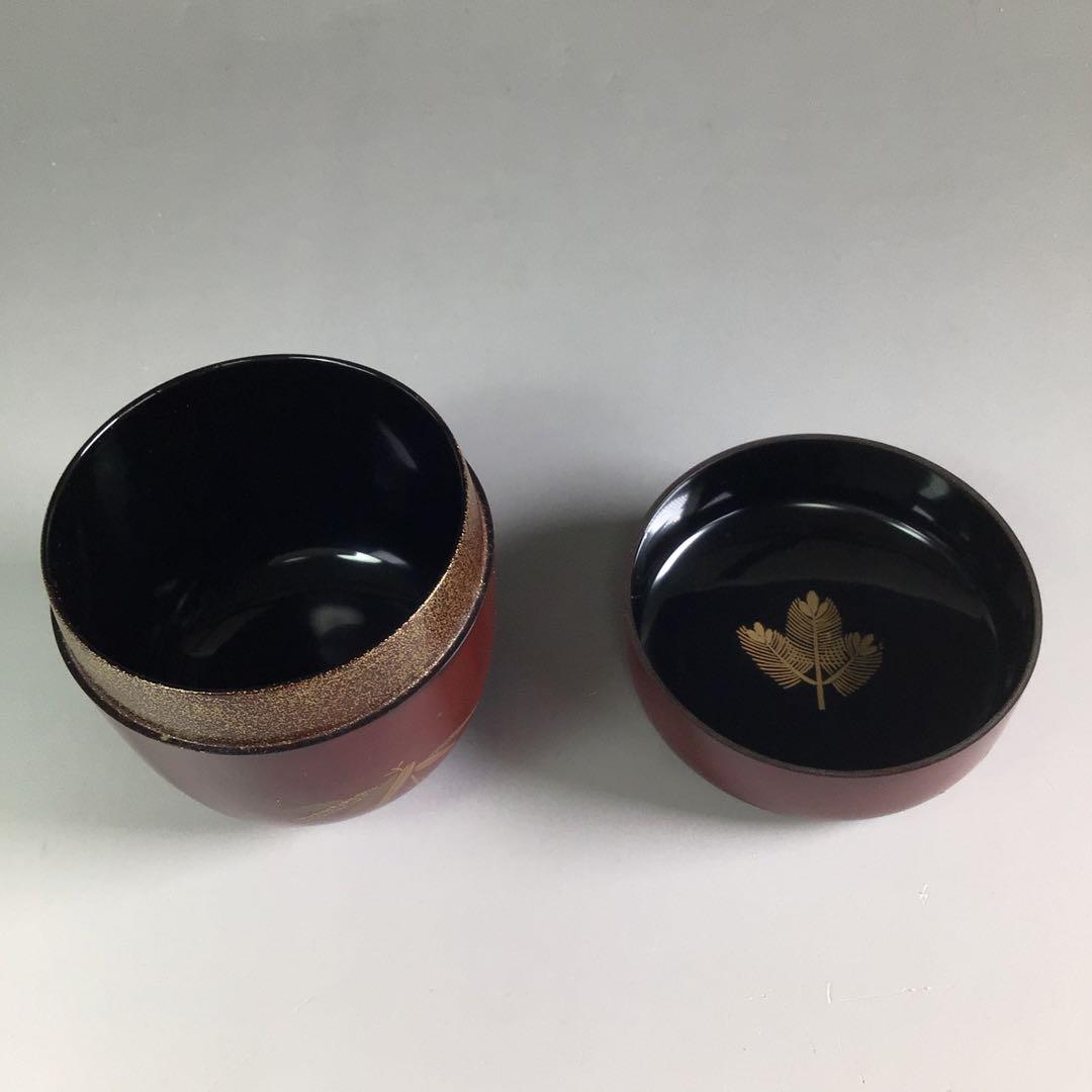 Ｒ５０８　棗　『純一作』『溜塗』『笹蒔絵』『中棗』　共箱　茶道具