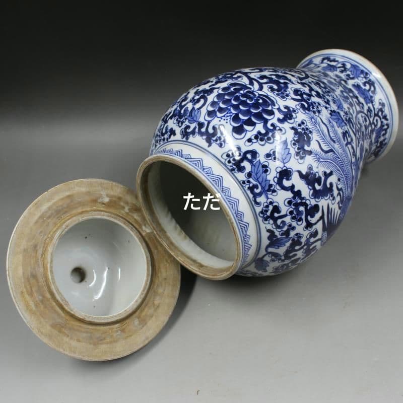 清康煕青花を着て鳳紋将軍缶 景徳鎮 陶磁器 装飾品 現代工芸品 美術品 置物