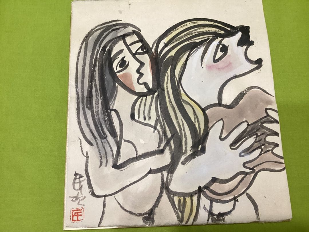 北川民次　裸婦像　水彩画　原画　直筆　和紙　直筆サイン落款有り　額入り　希少品