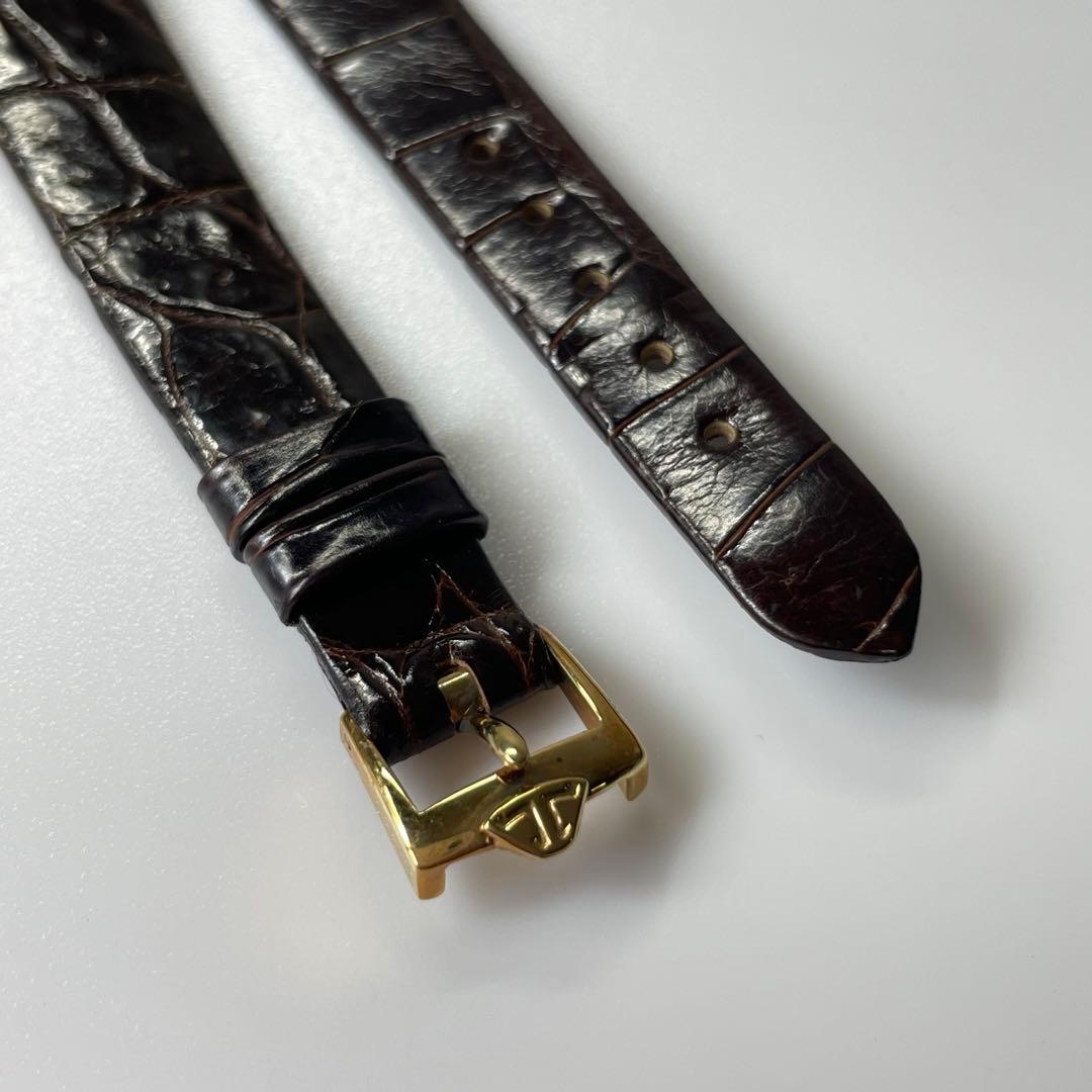 ③ジャガールクルト 純正 ベルト レザー クロコ ブラウン 尾錠 【訳あり】