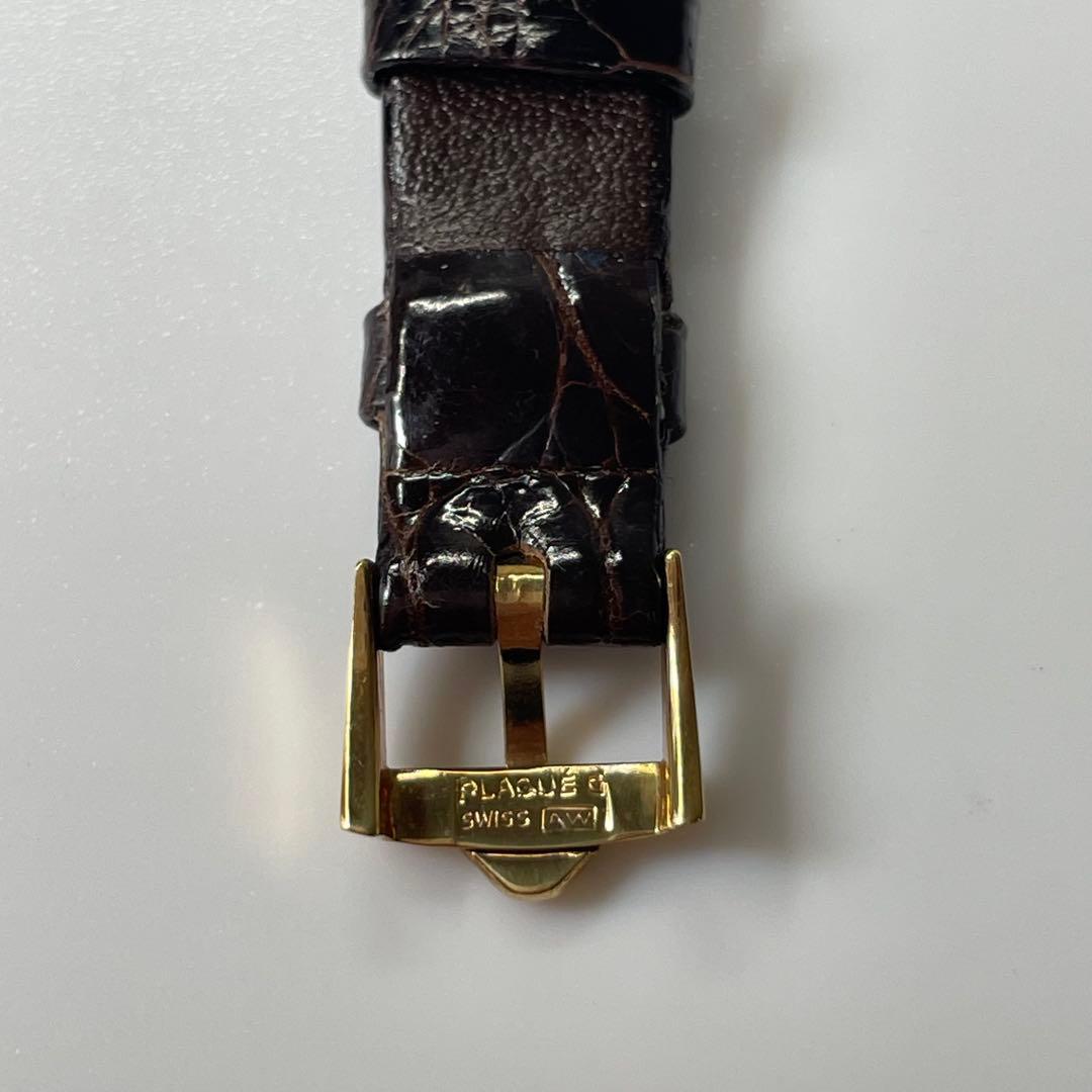 ③ジャガールクルト 純正 ベルト レザー クロコ ブラウン 尾錠 【訳あり】