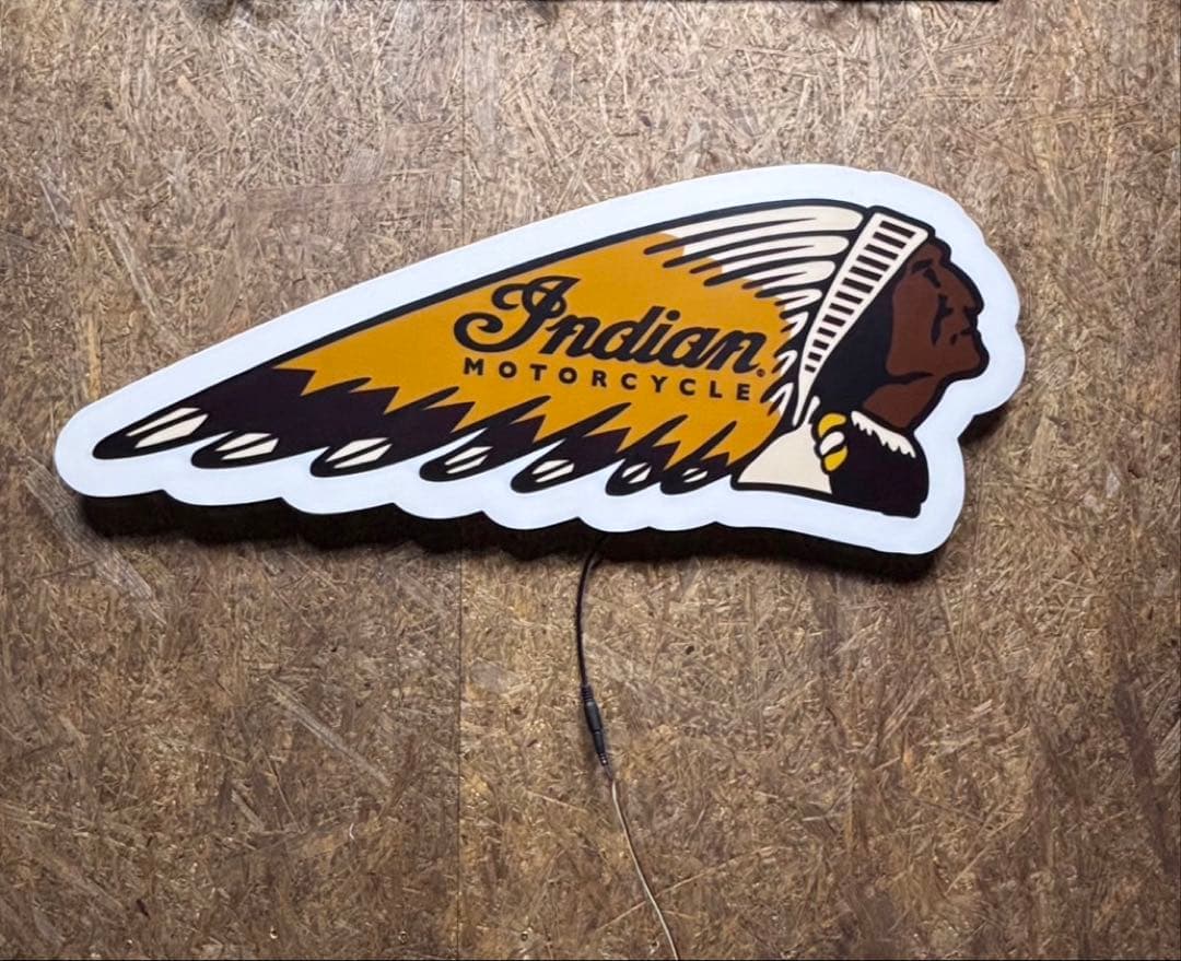 インディアン　モーターサイクル　看板　サインボード　非売品　電光看板