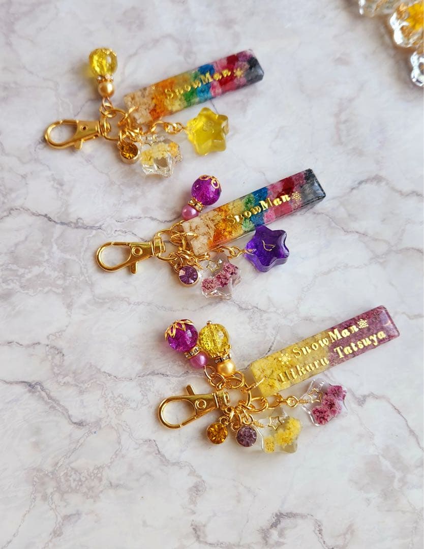 凛　スターフラワー　短冊風　キーホルダー