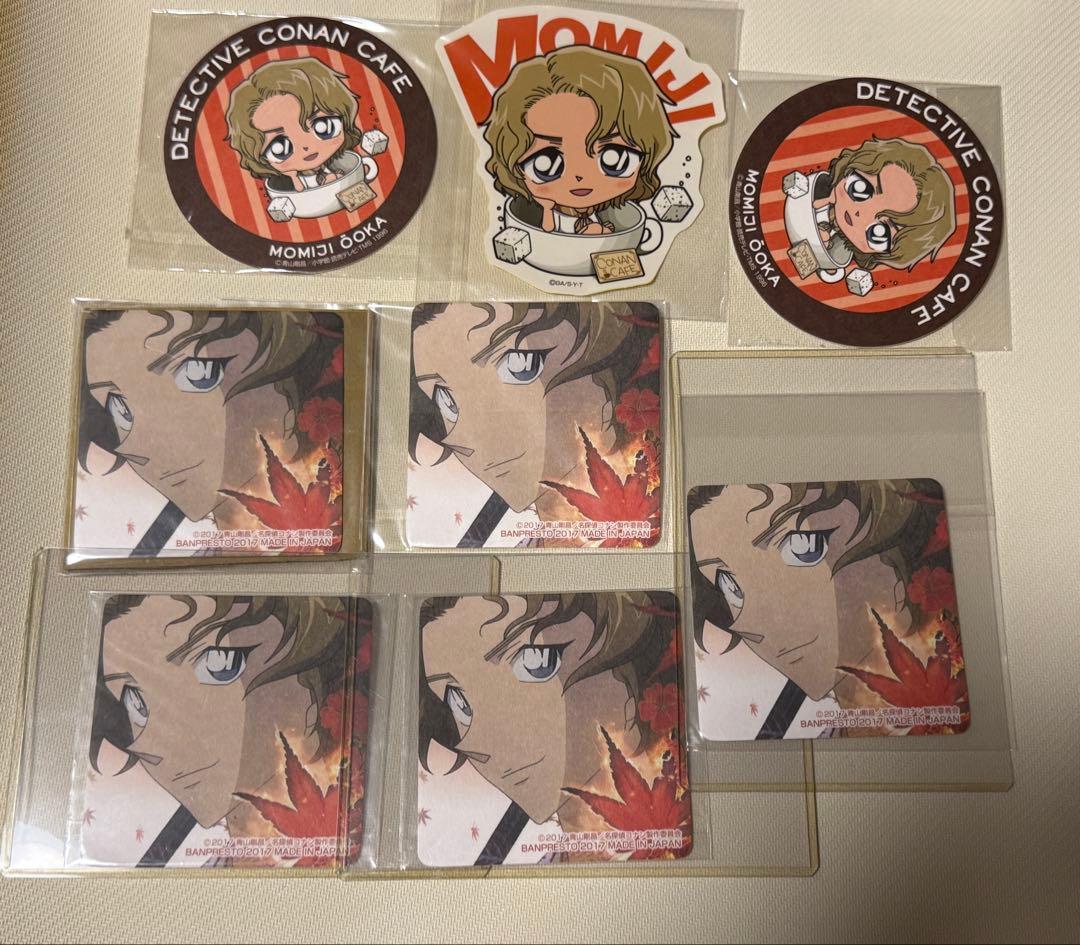 名探偵コナン　から紅の恋歌　コースター　大岡紅葉　ステッカー　8点セット