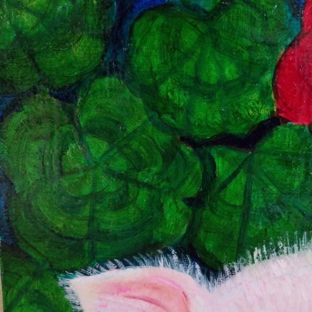 油絵　専用　花壇から顔を出した赤ちゃんぶた