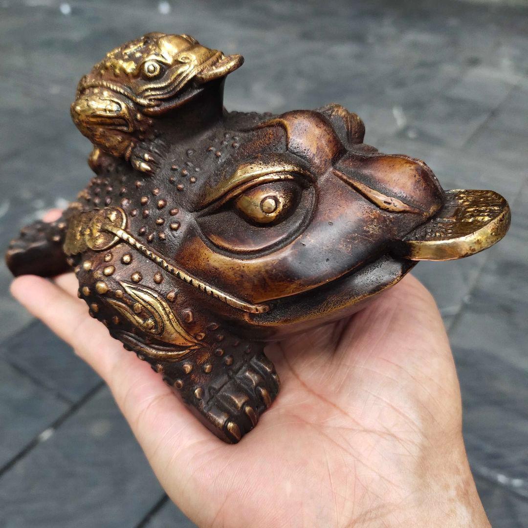 铜器 母子金蟾 轻奢 摆件 装飾品 工芸品 美術品 置物