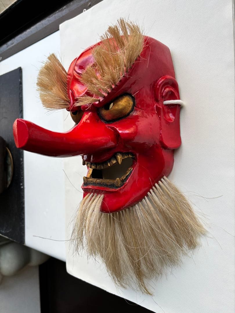 能面　神楽面　鬼　作家物　木彫り