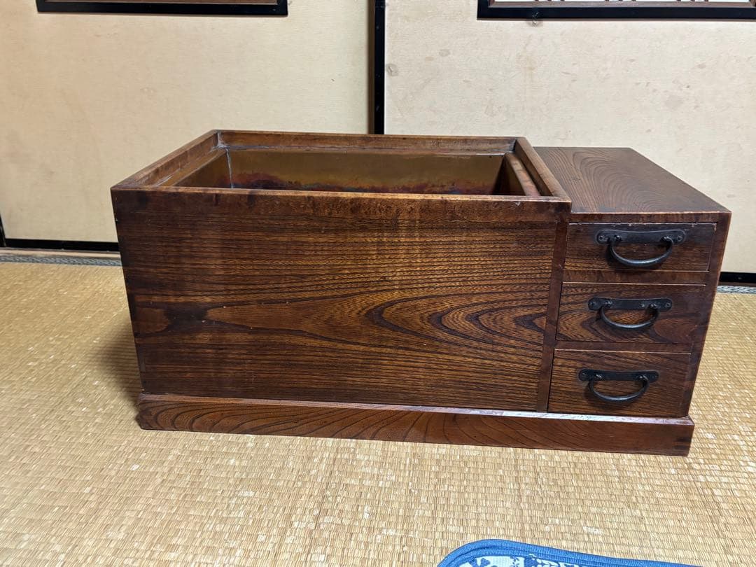 関東火鉢 木製 引き出し付き長火鉢