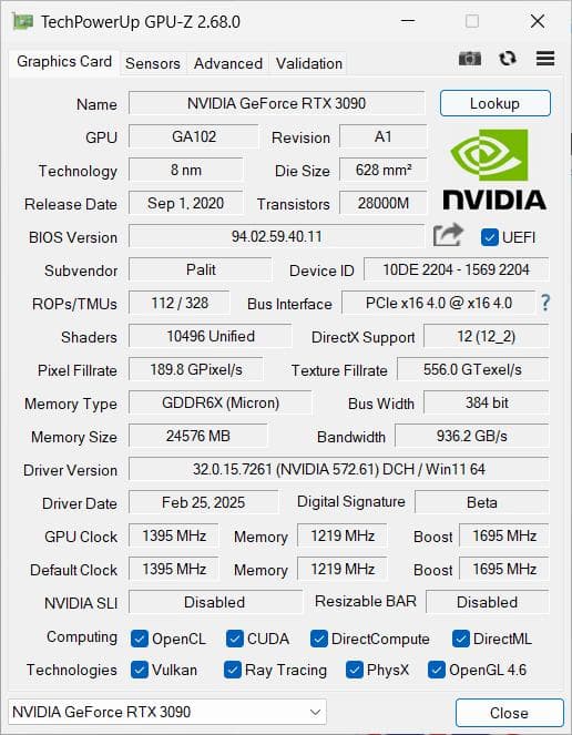 グラフィックボード・グラボ・ビデオカード Palit RTX 3090 GamingPro 24GB