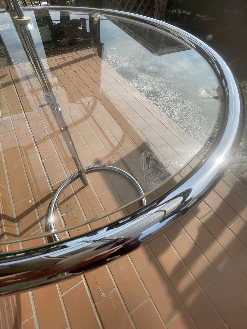 サイドテーブル　天板ガラス ステンレスフレーム