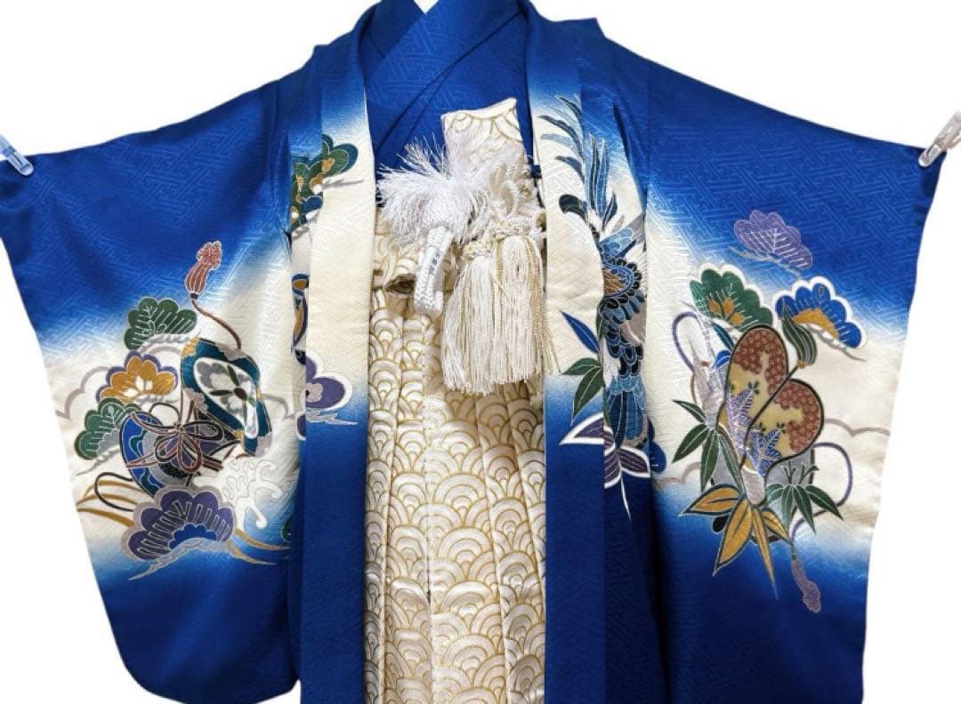 七五三着物♢5歳　男の子　セット　一式　大漁船　青　紺色