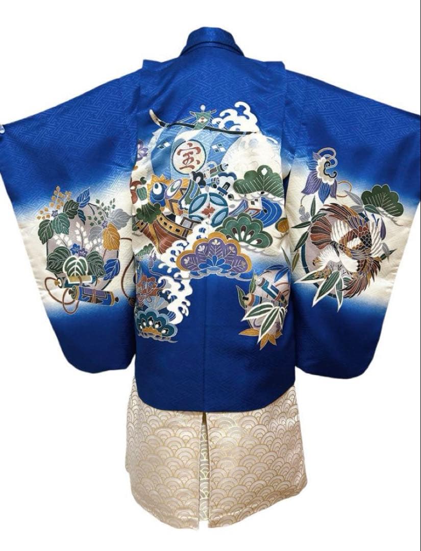 七五三着物♢5歳　男の子　セット　一式　大漁船　青　紺色