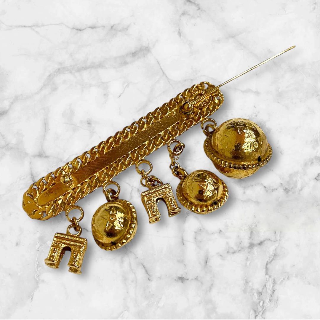 入手困難★セリーヌ★ブローチ スターボール 凱旋門 ゴールド チェーン 刻印