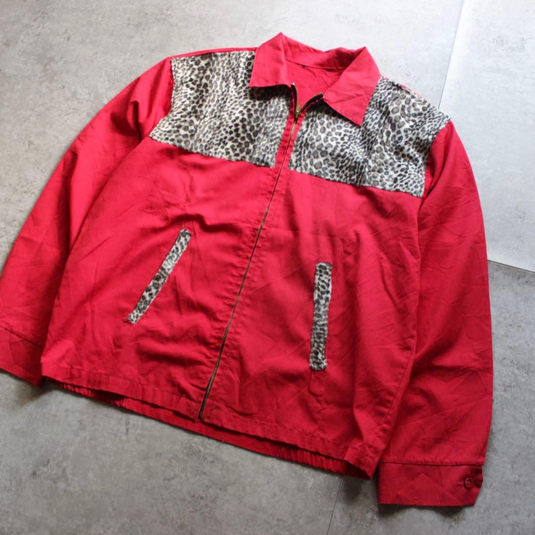 古着　50s 60s スウィングトップ　レオパード　アニマル切り替え　ロカビリー