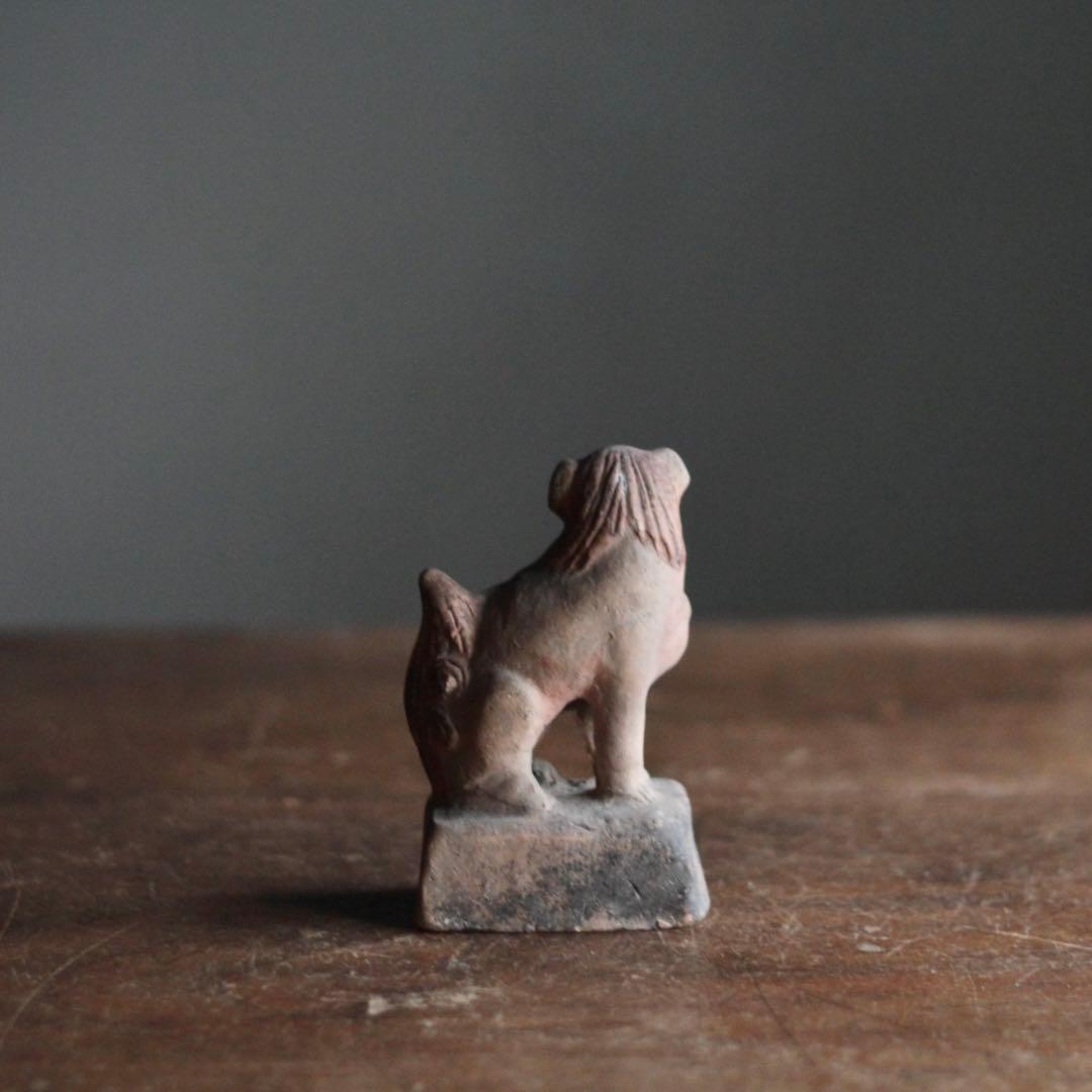 土人形 獅子 民芸 古道具 アンティーク 高さ約10cm オブジェ