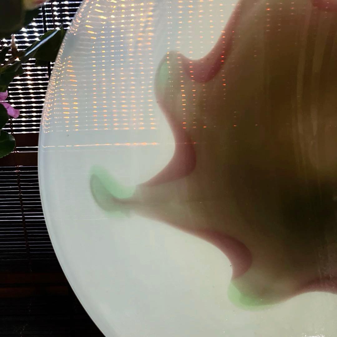 骨董　時代ガラス　乳白色　マット系モダンカラー配色　大型プレート　大皿１客