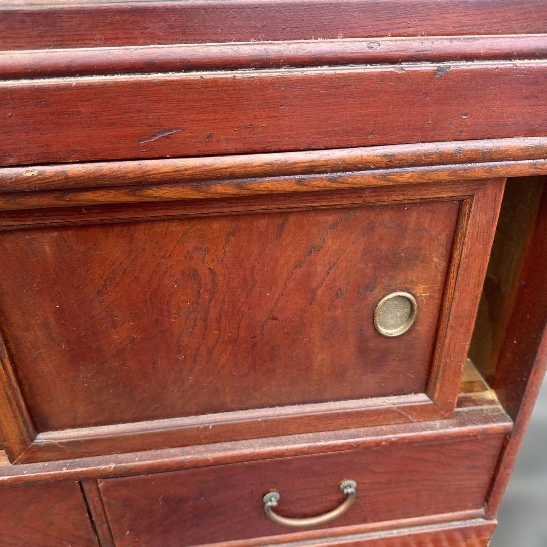 m*k様 昭和レトロ　茶箪笥　木製キャビネット 赤褐色 ガラス扉付き