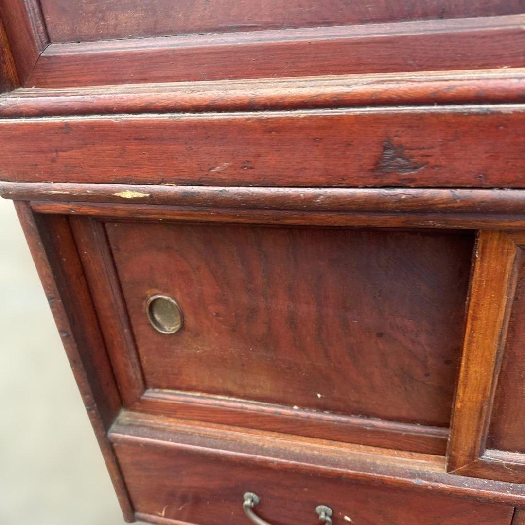 m*k様 昭和レトロ　茶箪笥　木製キャビネット 赤褐色 ガラス扉付き