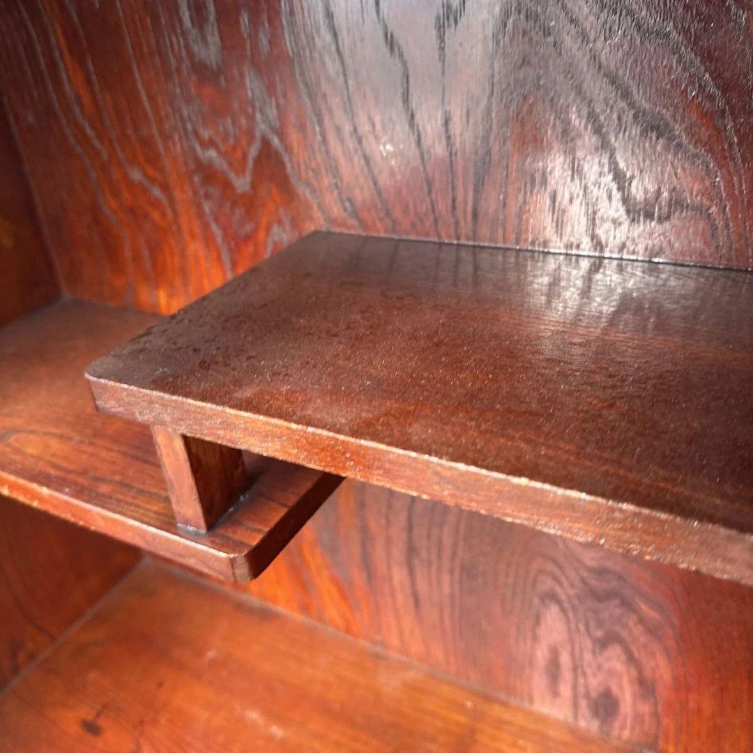 m*k様 昭和レトロ　茶箪笥　木製キャビネット 赤褐色 ガラス扉付き