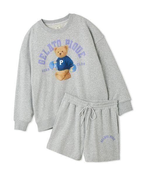 ジェラートピケ スポーティーベア裏毛プルオーバー＆裏毛ショートパンツセット