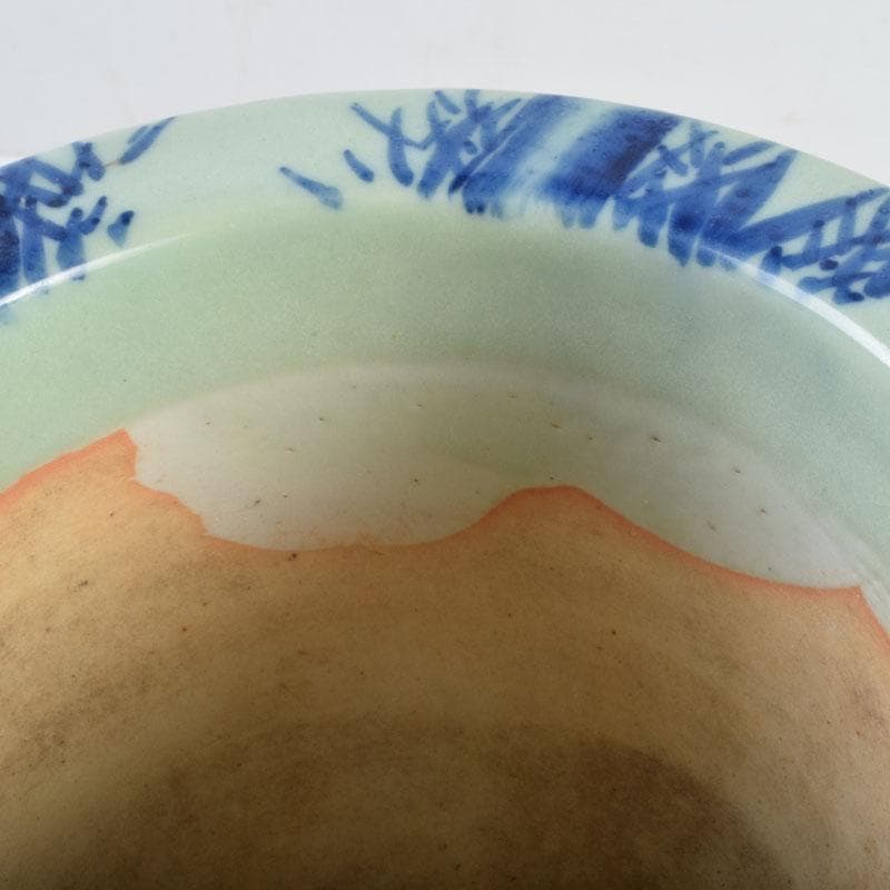 瀬戸焼　古瀬戸　青磁染付　竹文鉢　植木鉢　C　8792