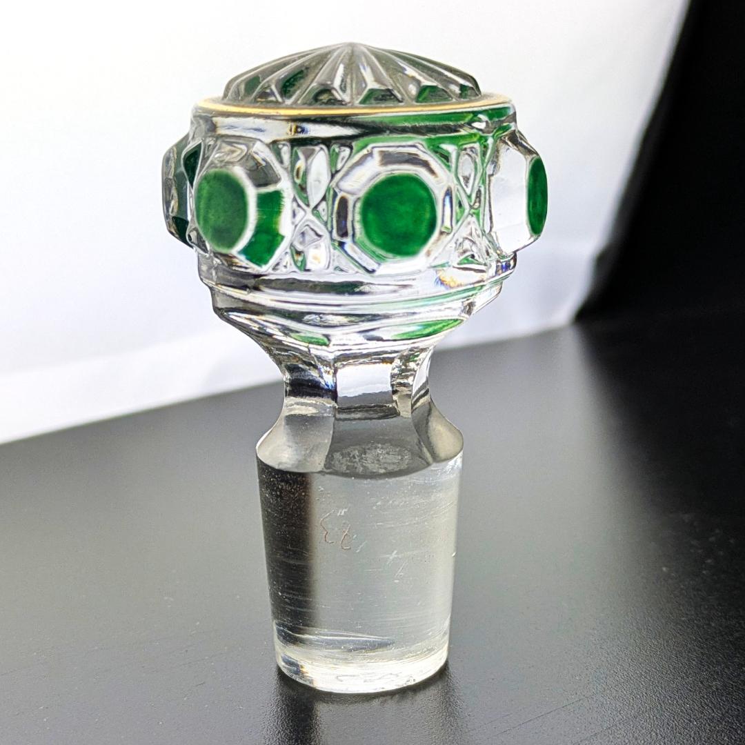 オールドバカラ ディアマン 中型香水瓶 グリーン＆金彩 BACCARAT