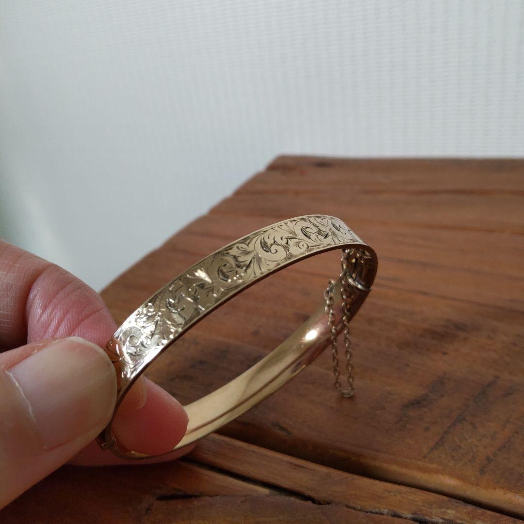 イギリスアンティーク　9ct rolled gold バングル
