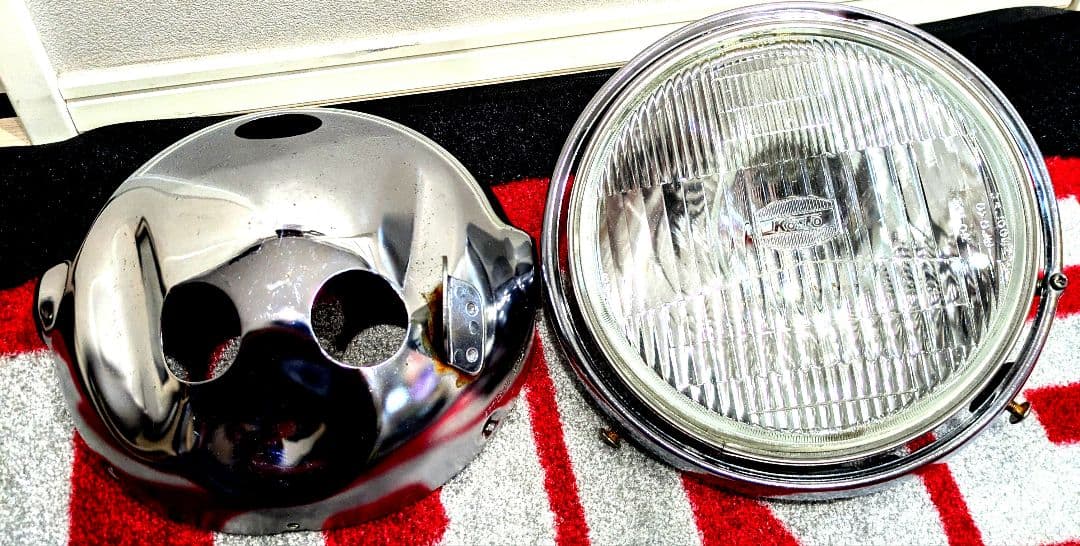 Koitoオートバイヘッドライト180mmメッキ！中古！