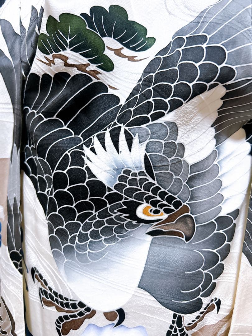 総絞り被布フルセット♡七五三　3歳　男の子　一式　黒系　鷹