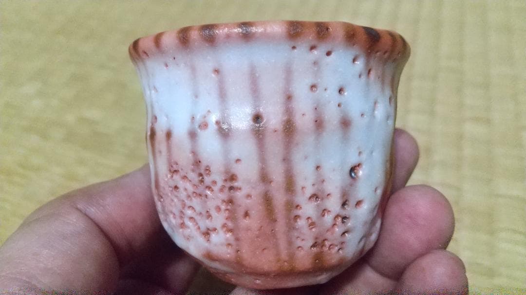 林正太郎　木賊紋・麦藁手　志野　ぐい呑　共箱