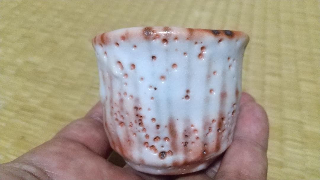 林正太郎　木賊紋・麦藁手　志野　ぐい呑　共箱