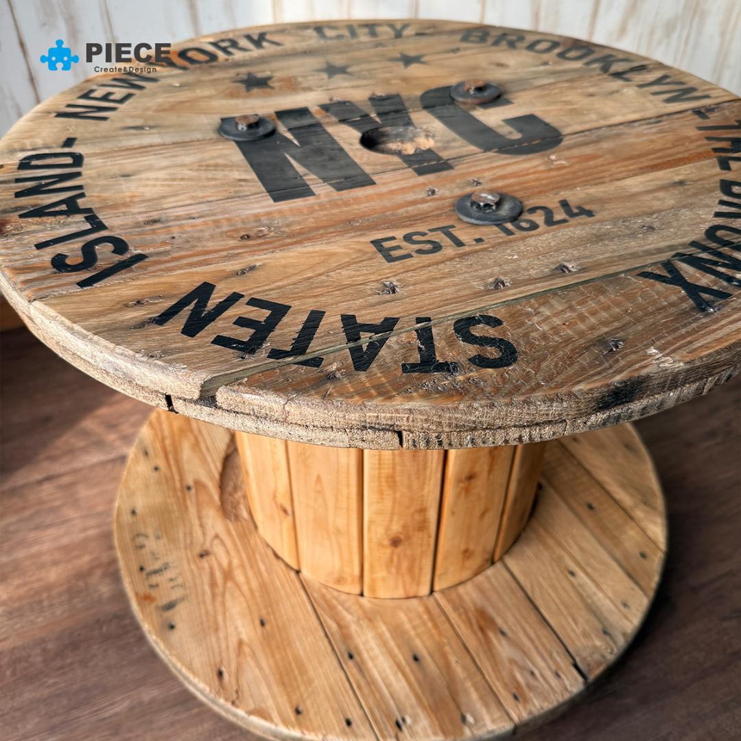 ケーブルドラム 電線ドラム テーブル アメリカン インテリア ガレージ 古材NY