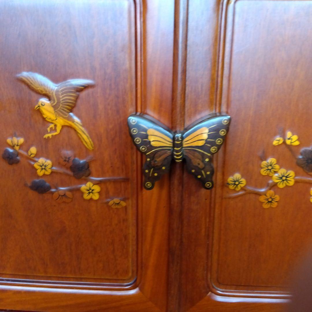 アンティーク　唐木　象嵌模様 花鳥図 李朝家具 李朝箪笥