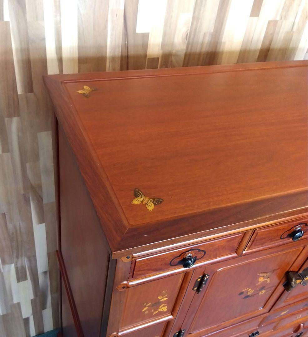 アンティーク　唐木　象嵌模様 花鳥図 李朝家具 李朝箪笥