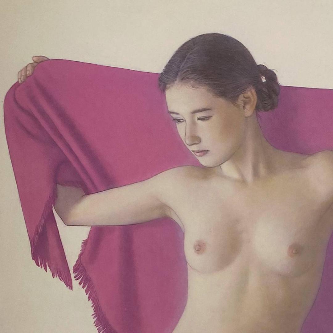 高塚省吾、【ショール】、希少な額装用画集画、新品高級額 額装付