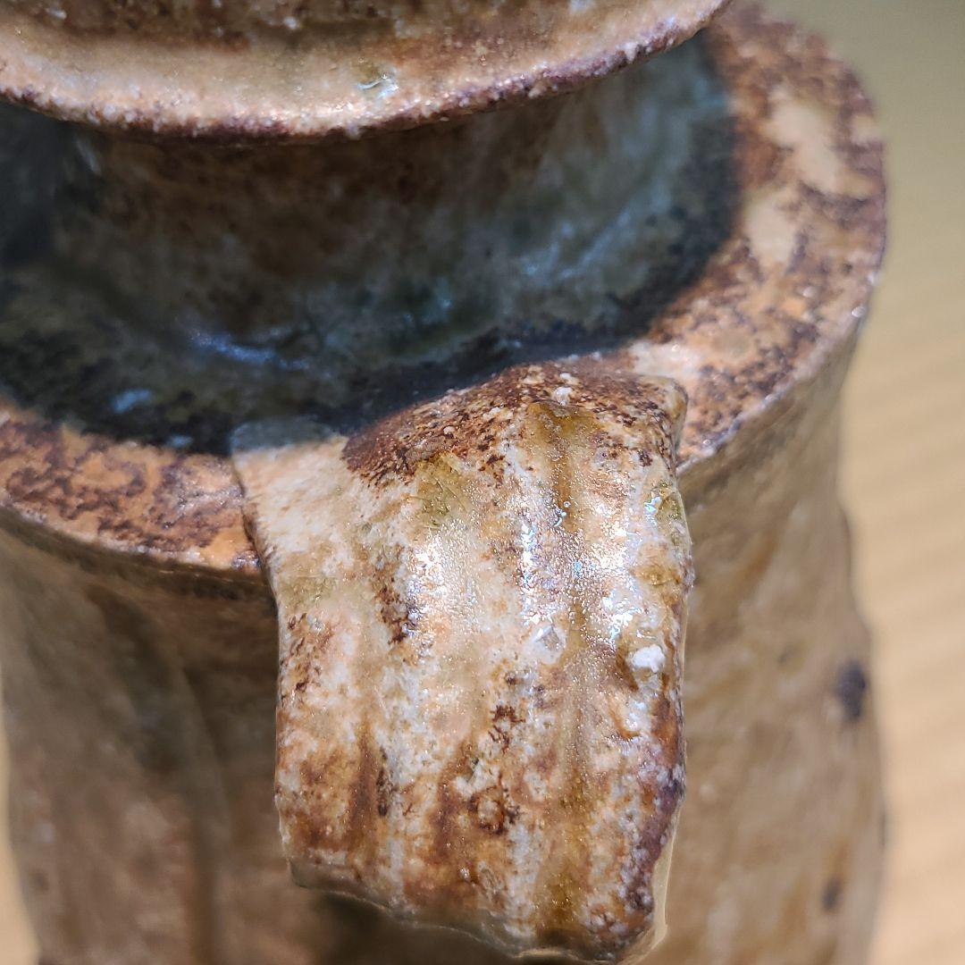 信楽焼 高橋楽斉作 耳付花入 高さ8寸（約24cm） 共箱 本物保証