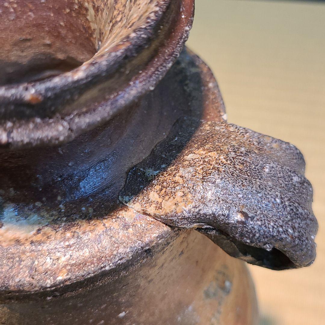 信楽焼 高橋楽斉作 耳付花入 高さ8寸（約24cm） 共箱 本物保証