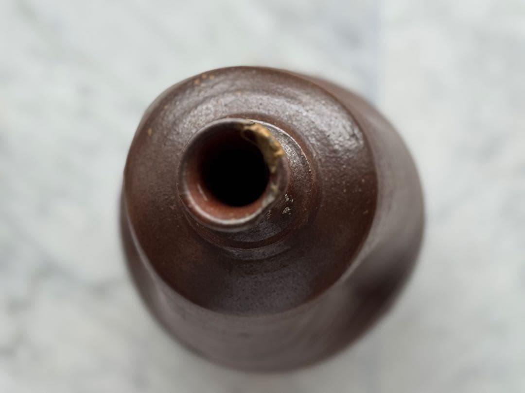 【江戸時代 備前焼 焼締 臍徳利型保存壺 金直しあり 古陶 民藝】