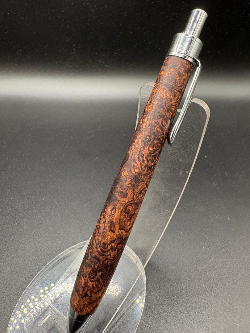 495極上　ホンジュラスローズウッド　瘤杢　木軸シャーペン　ボールペン