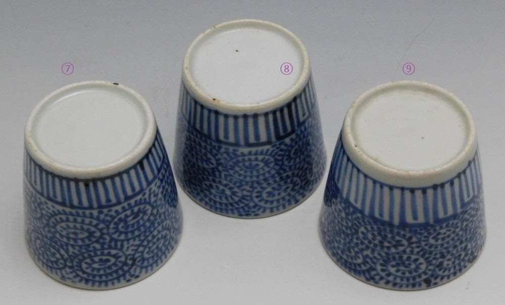 【鳳凰堂】古伊万里「蛸唐草 蕎麦猪口」染付 一客ずつ 江戸後期 送料出品者負担