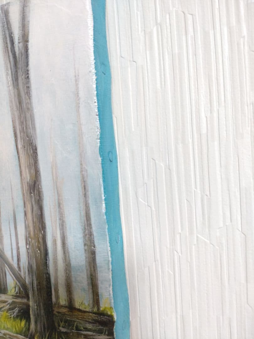 油絵◆幻想的な風景画【白の静寂】1点物の原画/作者サイン入り◆F4号サイズ