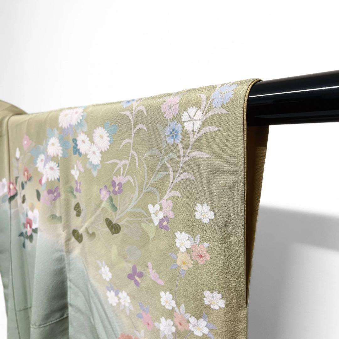 未着用　訪問着　花模様　椿　桜　菊　撫子　グラデーション　着物　064a d