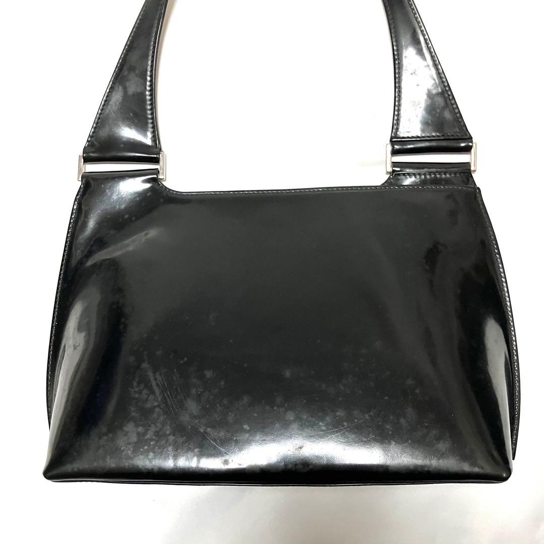 GUCCI グッチ ワンショルダー バッグ エナメル ブラック 黒 希少デザイン