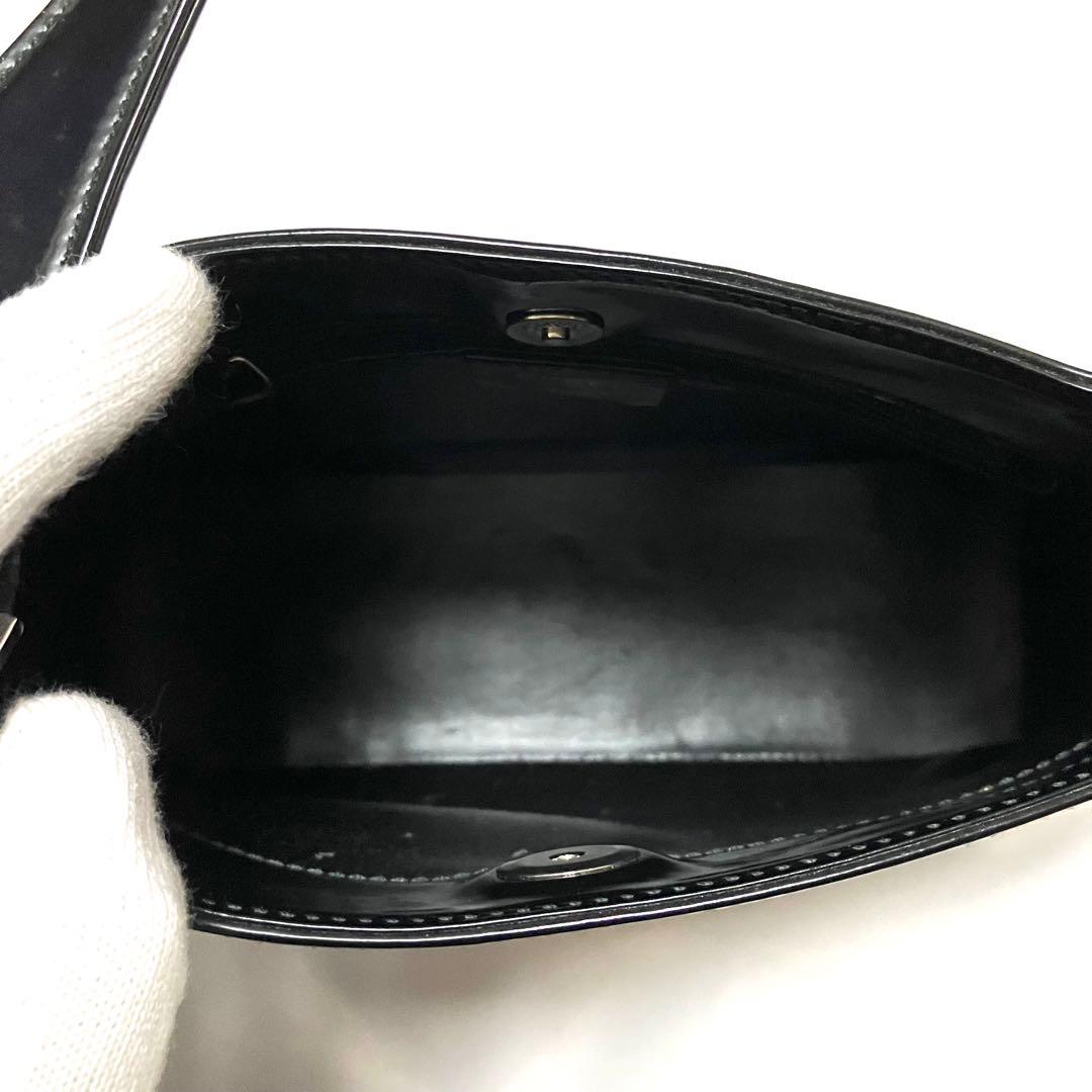 GUCCI グッチ ワンショルダー バッグ エナメル ブラック 黒 希少デザイン