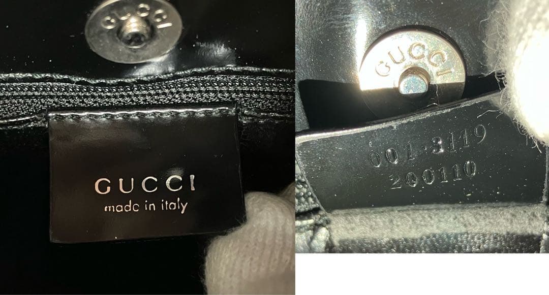 GUCCI グッチ ワンショルダー バッグ エナメル ブラック 黒 希少デザイン