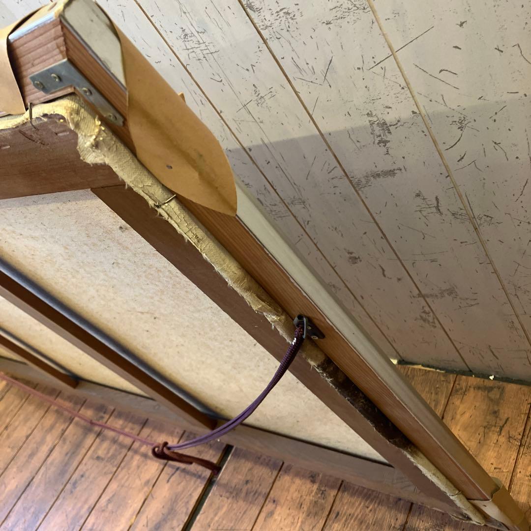 ヴィンテージ 大判 風景画 絵画 油絵 油彩画 舟 帆船 額縁 額装 インテリア